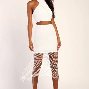 Lulu’s Out on the Terrace White Fringe Mini Skirt